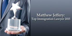 Matthew Jeffery gets Honoured as Top Immigration Lawyer for 2015